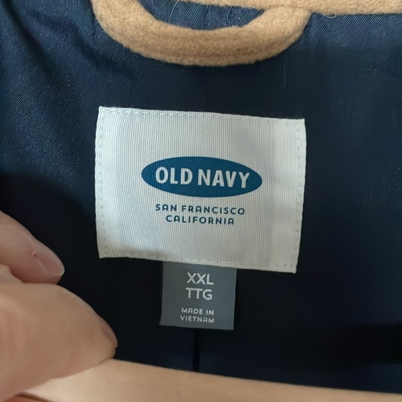 Old Navy size XXL camel colored medium weight wool blend pea coat with pockets - Picture 4 of 8